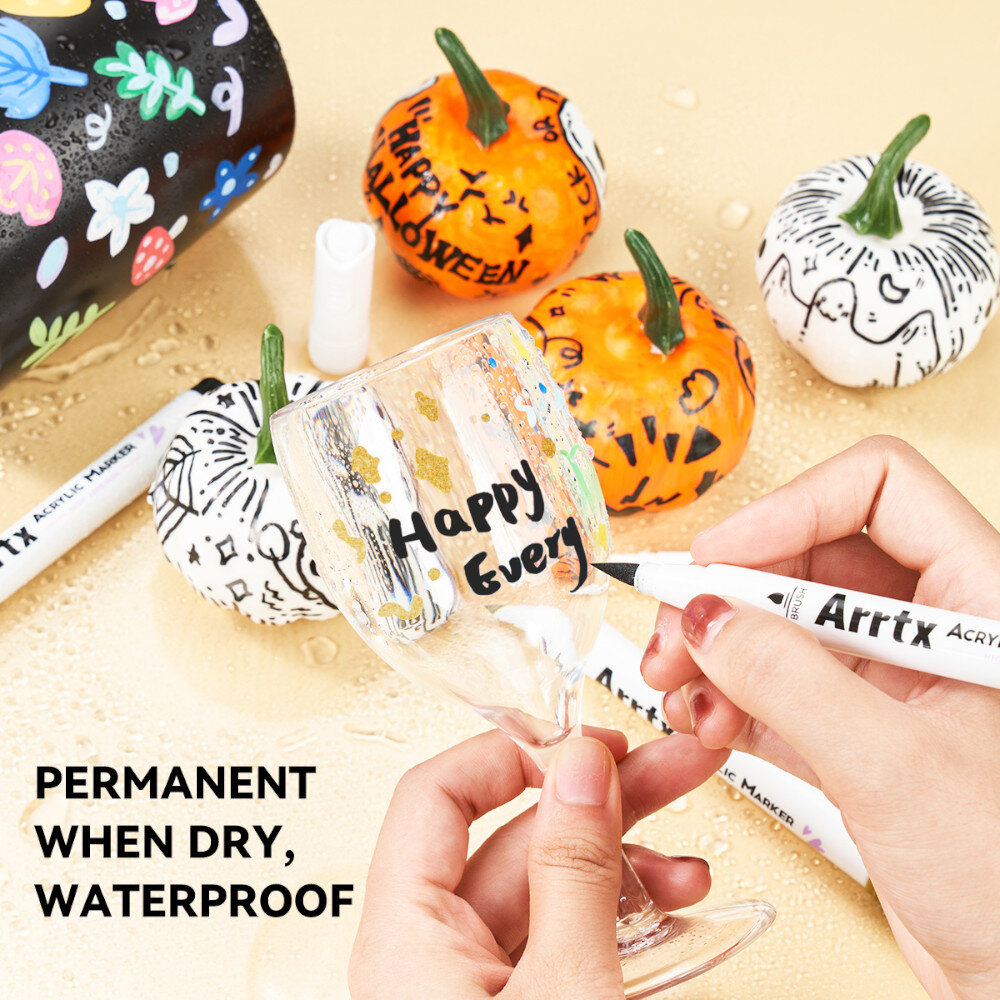 Arrtx 10 Ακρυλικοί Μαρκαδόροι Highlight Colours - Πινέλο