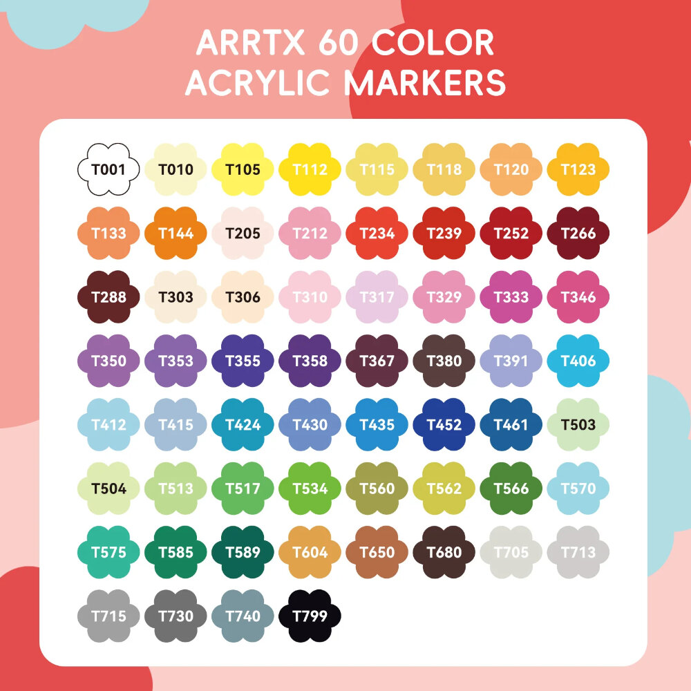 Arrtx 60 Ακρυλικοί Μαρκαδόροι Liquid Ink Brush Tip