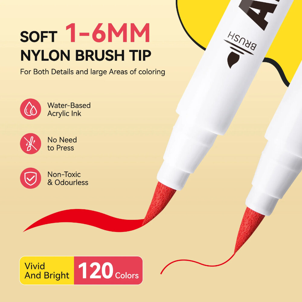 Arrtx 120 Ακρυλικοί Μαρκαδόροι Brush Tip view 3