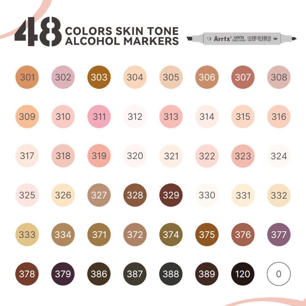 Arrtx 48 Μαρκαδόροι Οινοπνεύματος Oros Skin Tones Brush & Chisel