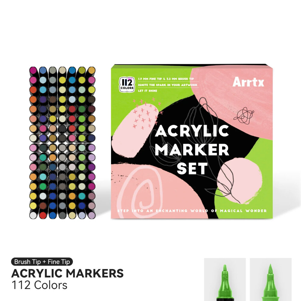 Arrtx 112 Ακρυλικοί Μαρκαδόροι με Δύο Μύτες Brush & Fine