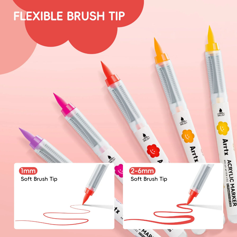 Arrtx 60 Ακρυλικοί Μαρκαδόροι Liquid Ink Brush Tip view 3