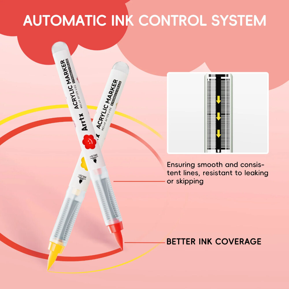 Arrtx 60 Ακρυλικοί Μαρκαδόροι Liquid Ink Brush Tip