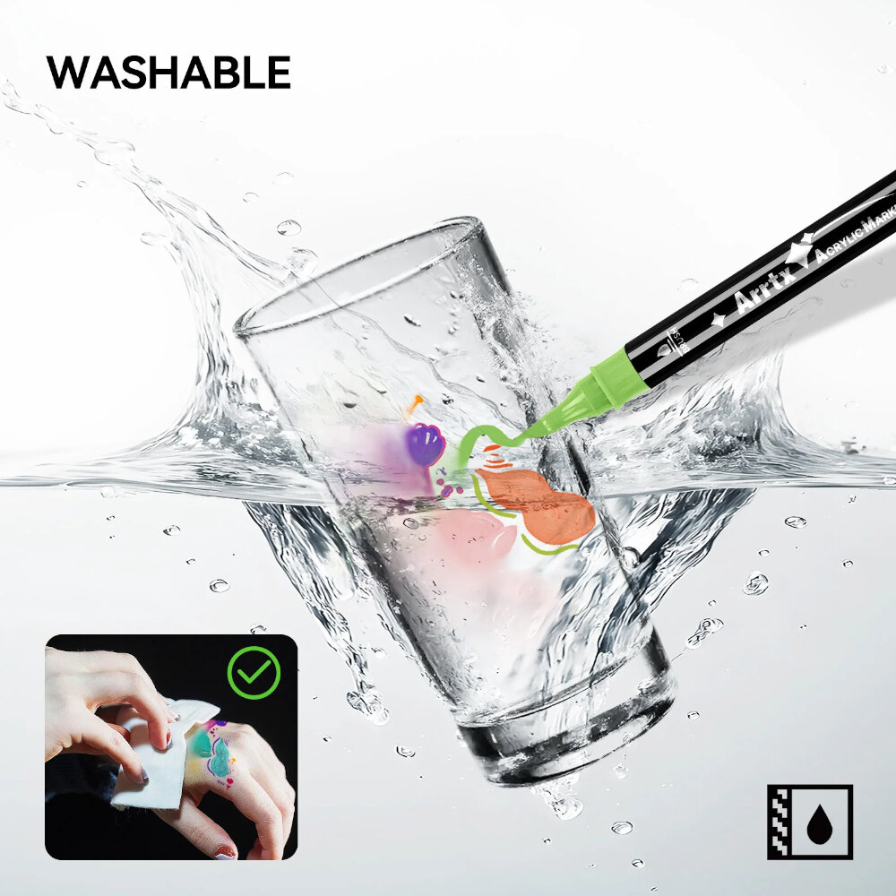 Arrtx 112 Ακρυλικοί Μαρκαδόροι με Δύο Μύτες Brush & Fine view 6