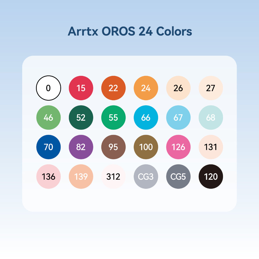 Arrtx 24 Μαρκαδόροι Οινοπνεύματος Oros Basic Tones Brush & Chisel view 3
