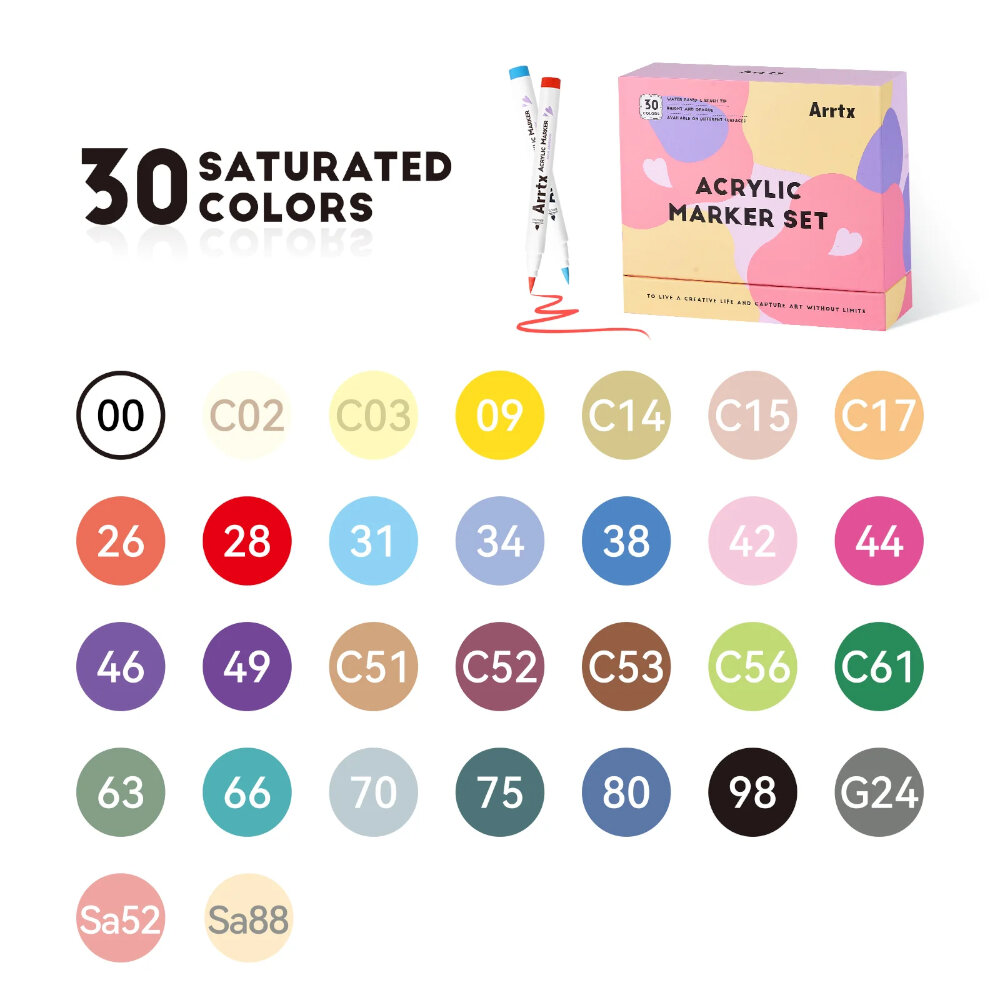 Arrtx 30 Ακρυλικοί Μαρκαδόροι Brush Tip Series D view 6