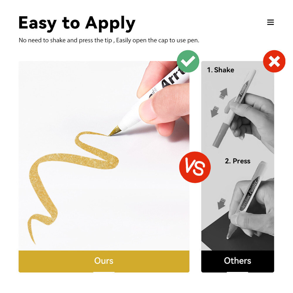 Arrtx 10 Ακρυλικοί Μαρκαδόροι Highlight Colours - Πινέλο view 3