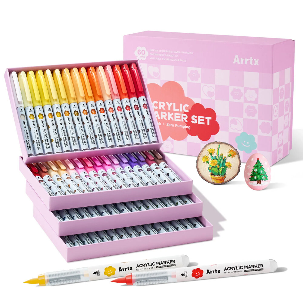 Arrtx 60 Ακρυλικοί Μαρκαδόροι Liquid Ink Brush Tip view 9