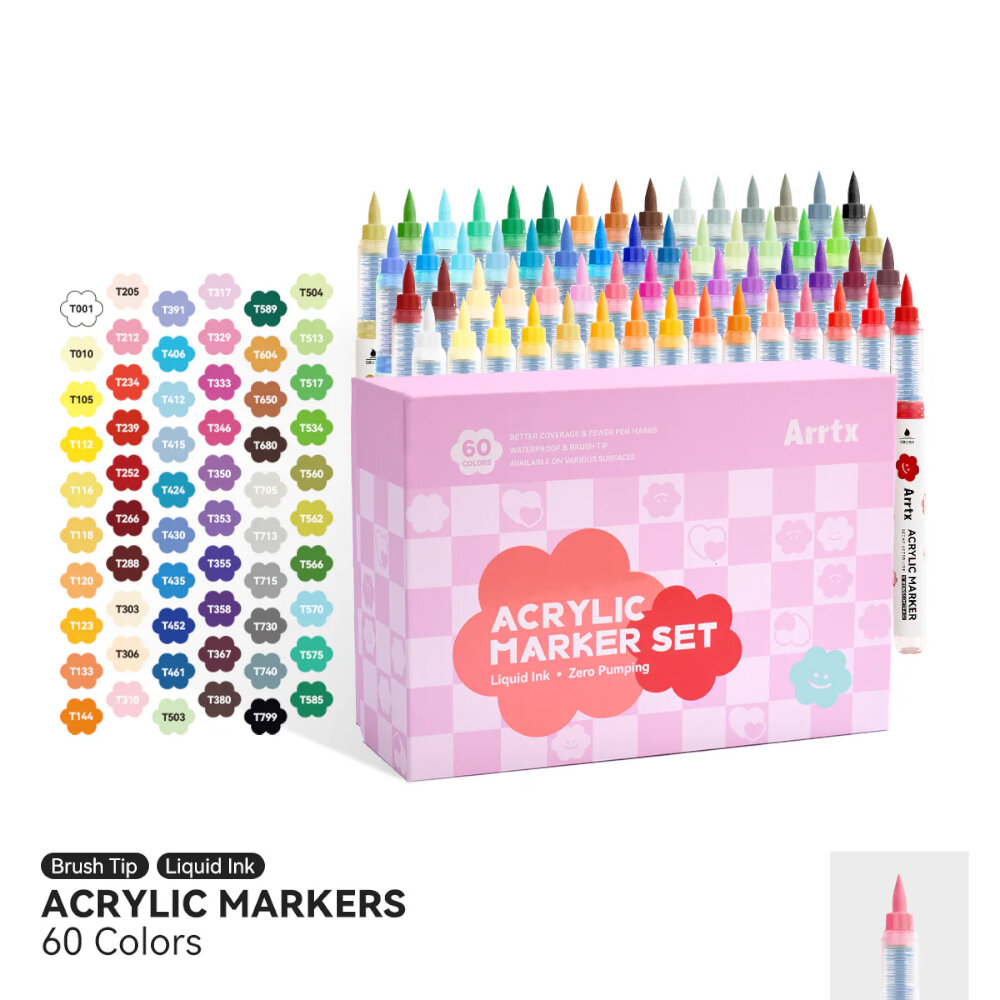 Arrtx 60 Ακρυλικοί Μαρκαδόροι Liquid Ink Brush Tip