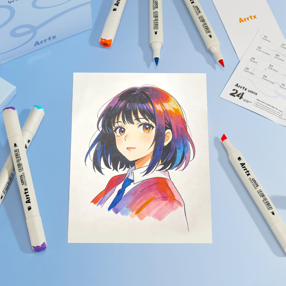 Arrtx 24 Μαρκαδόροι Οινοπνεύματος Oros Basic Tones Brush & Chisel view 6