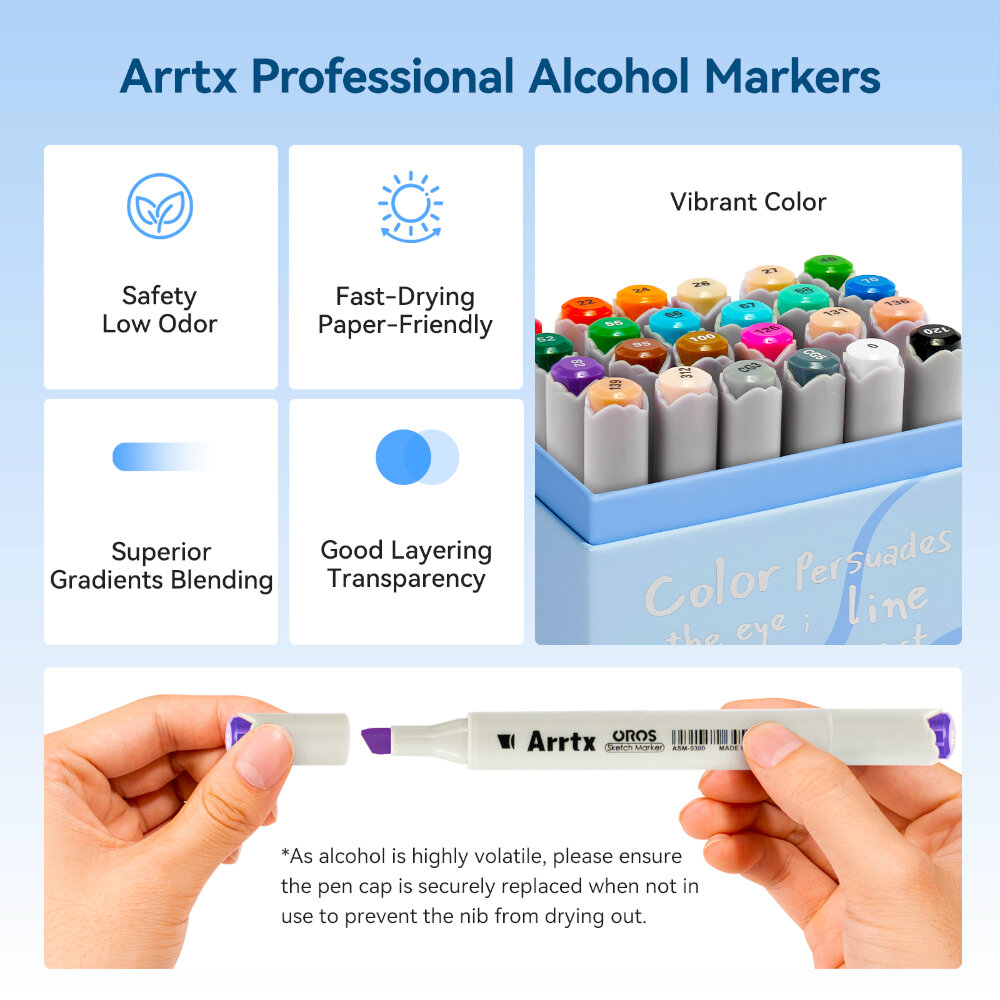 Arrtx 24 Μαρκαδόροι Οινοπνεύματος Oros Basic Tones Brush & Chisel view 5