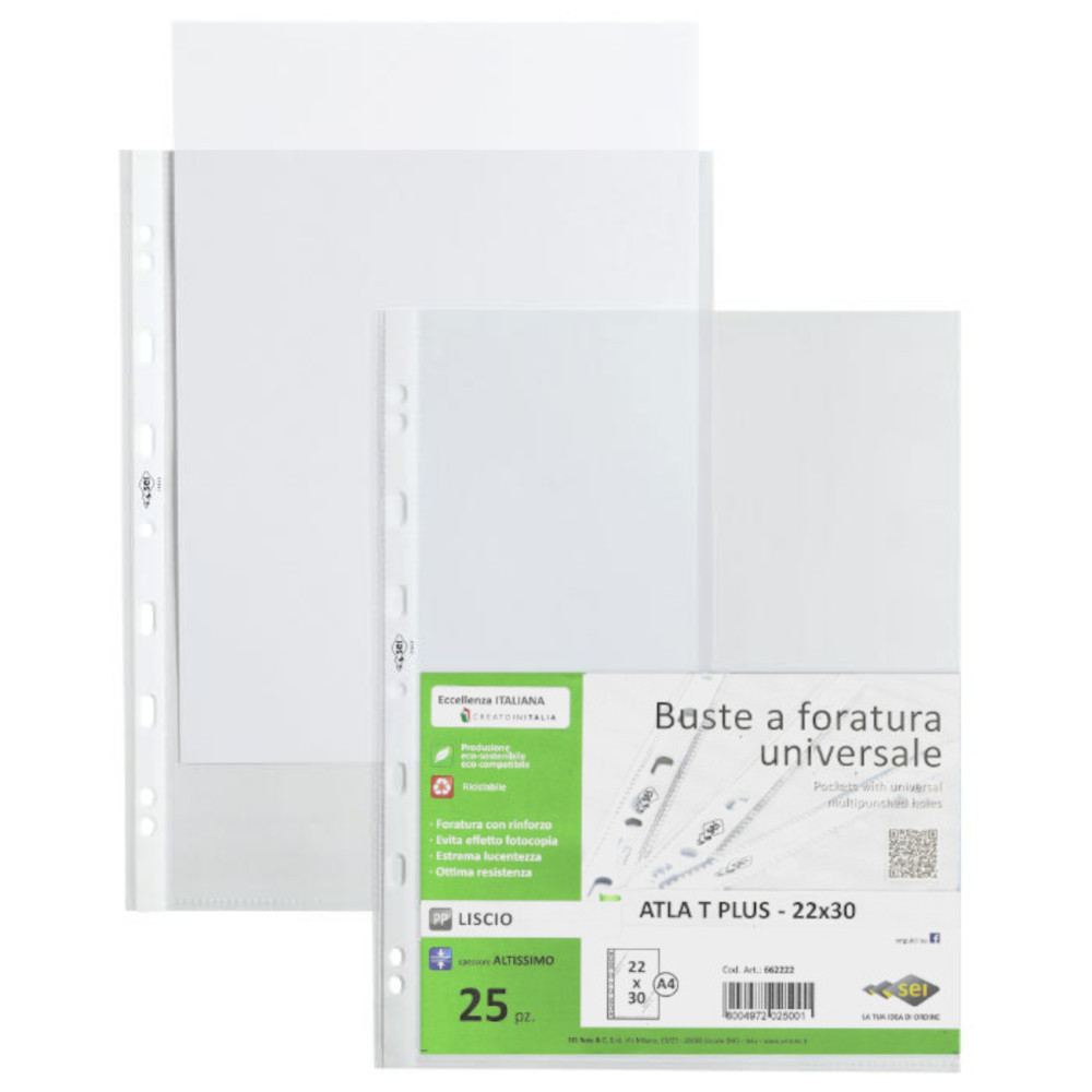 Sei Διαφάνειες με Τρύπες Atla T Plus 22x30cm 25τμχ